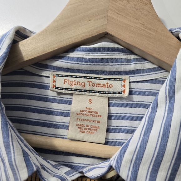 Flying Tomato Striped Jumpsuit with Belt, Button Down, Short Sleeve, S - Picture 7 of 14